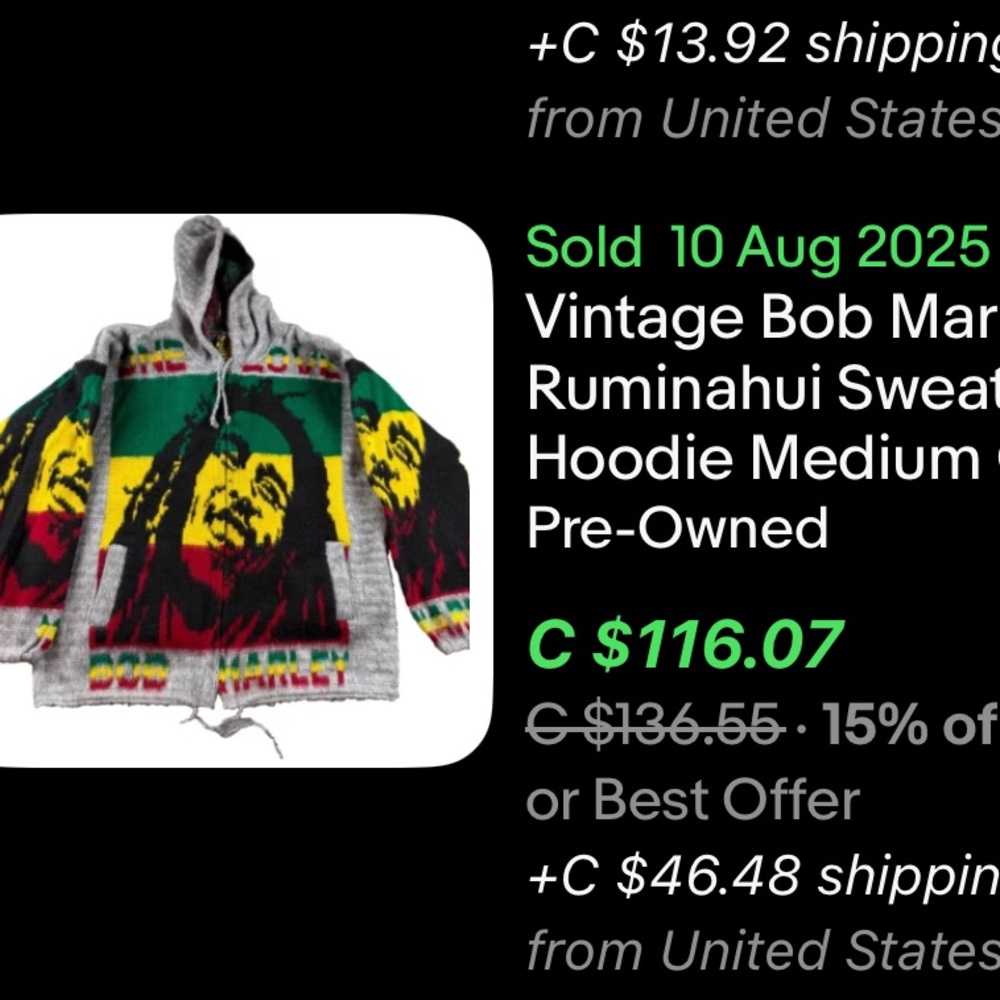 Vintage Tejidos Ruminahui Bob Marley Sweater / One Love / XL - Picture 7 of 7